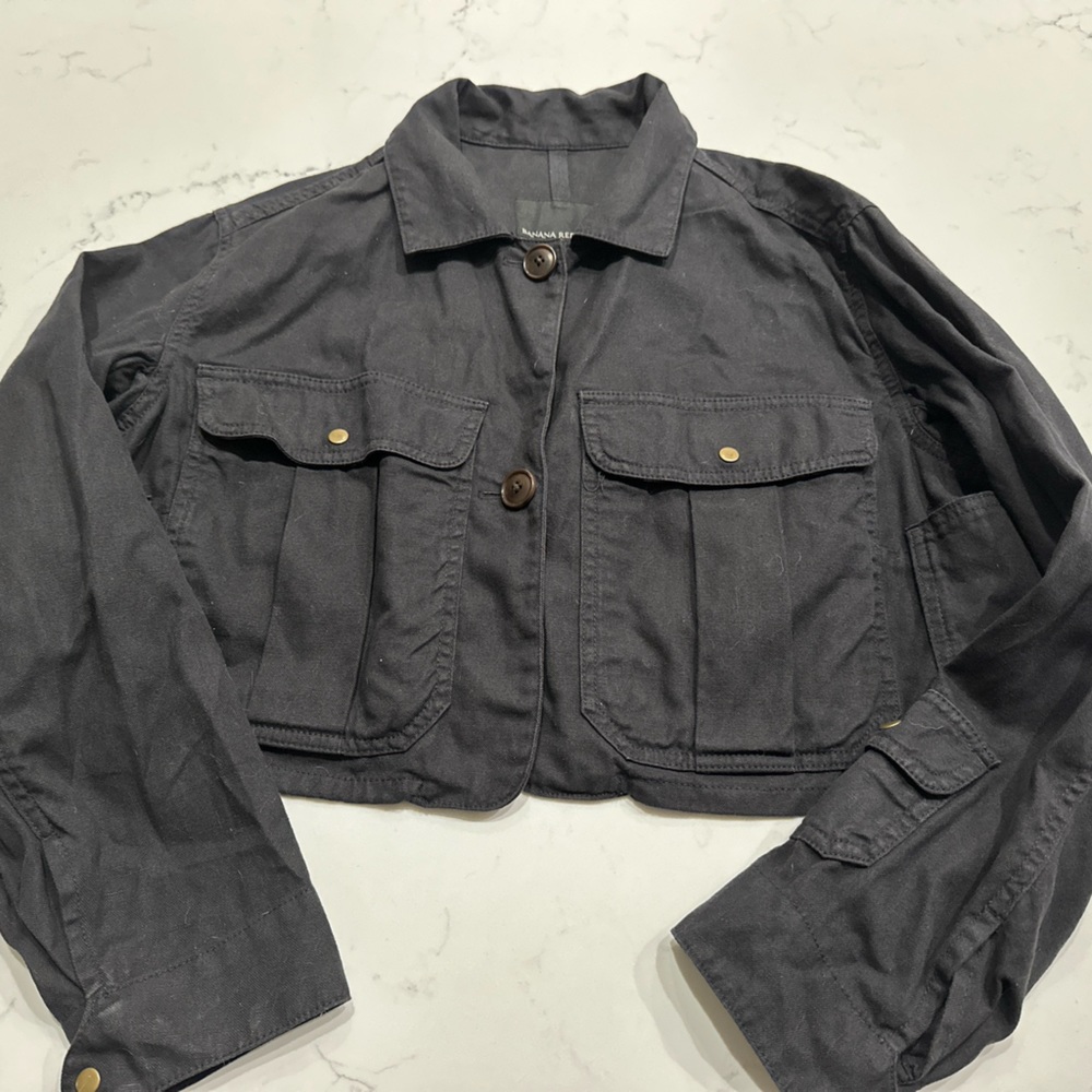 Banana Republic Cropped utility Jacket Black Size S